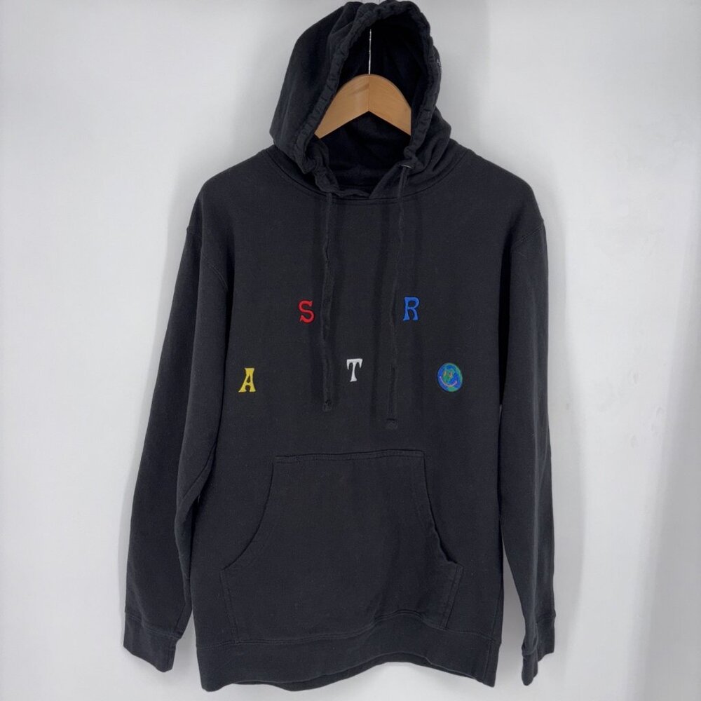 Black Pullover Hoodie with Multicolor Lettering